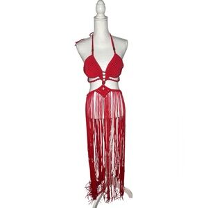 Red Tides Macramé Dress Tulum
